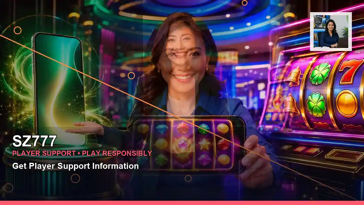 SZ777 casino cashback rewards featuring an adult Filipina casino host with a right close-up composition
